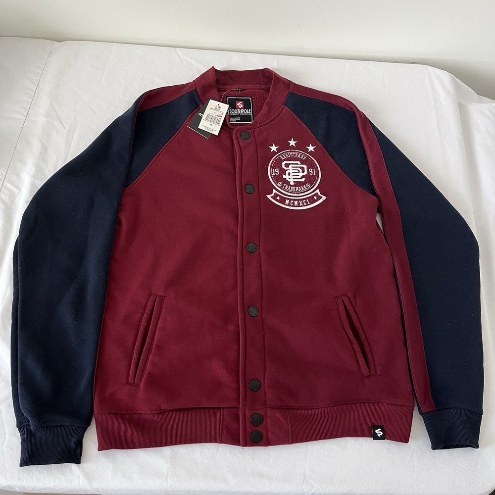 NWT Southpole Varsity Jacket Snap Up Pockets Size XL Embroidered Logo MSRP $60